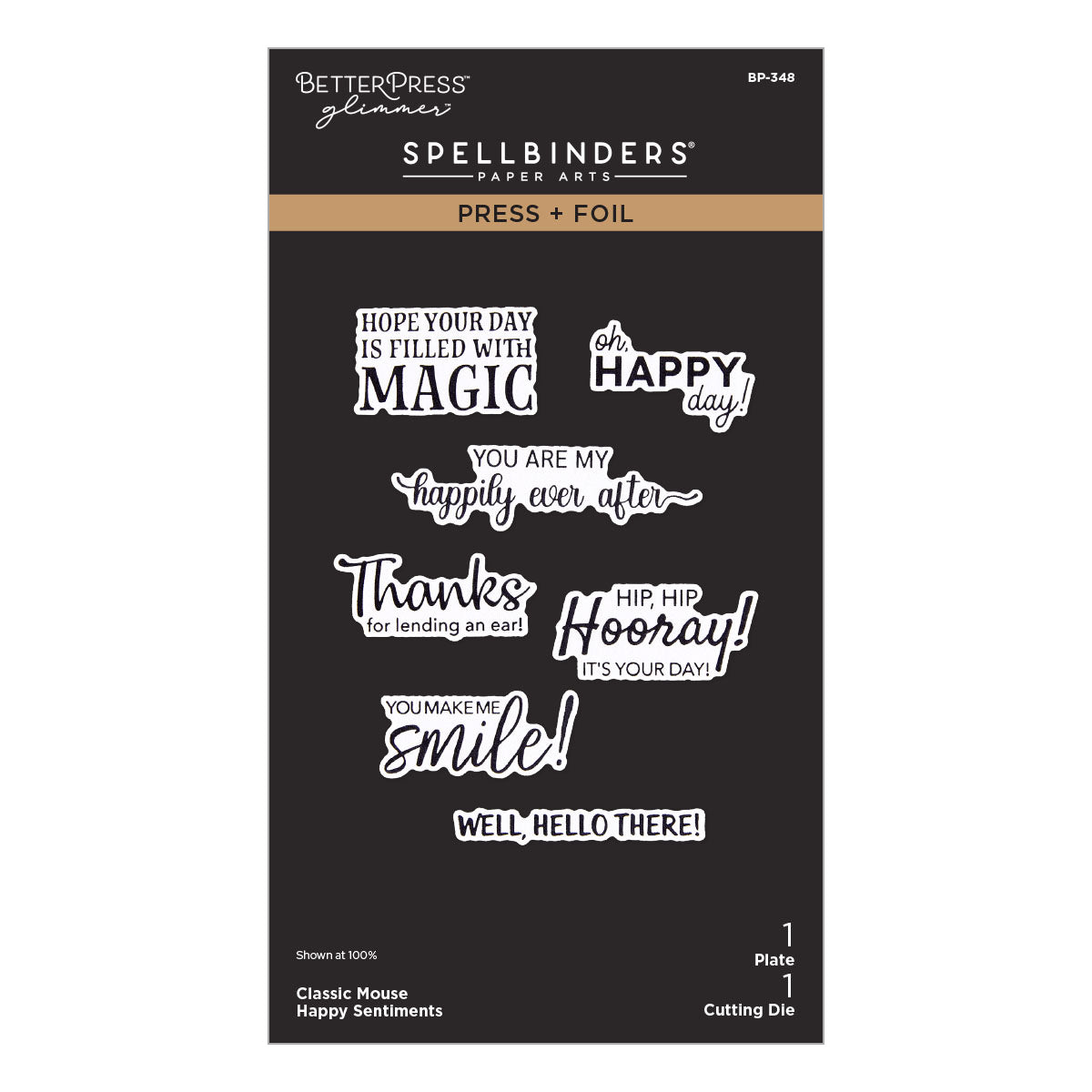 Spellbinders Classic Mouse Love Happy Sentiments Press and Foil Plate and Die Set bp-348
