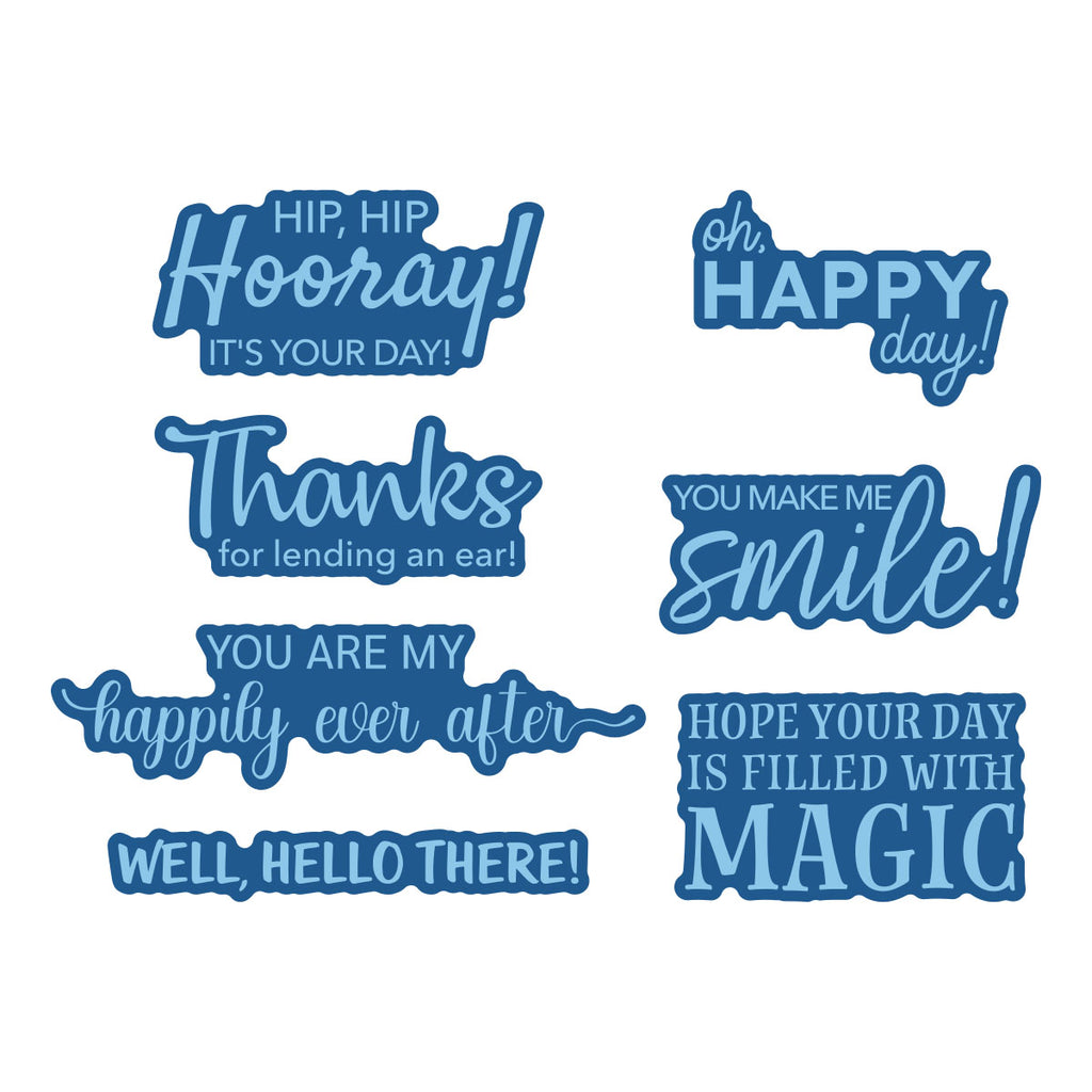 Spellbinders Classic Mouse Love Happy Sentiments Press and Foil Plate and Die Set bp-348 words