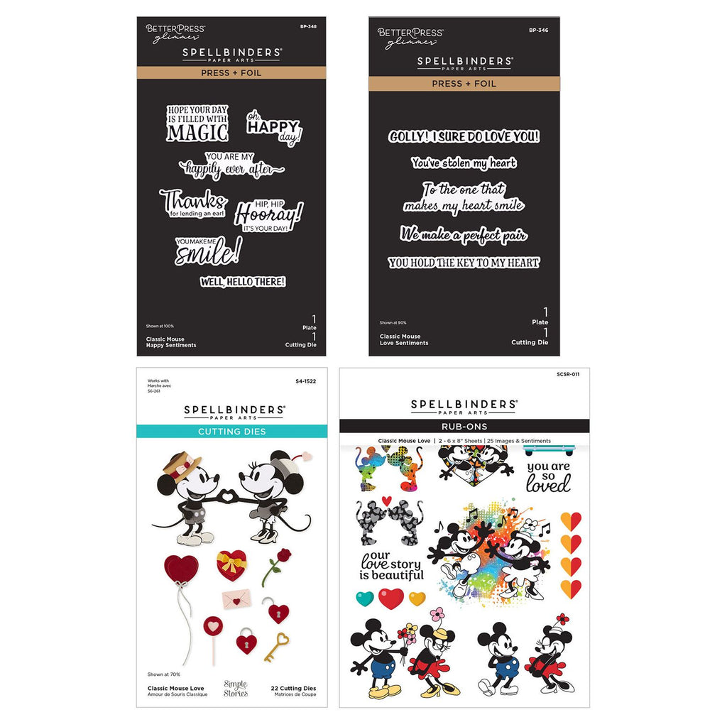 Spellbinders Classic Mouse Love Press and Foil Plate, Die and Rub On Bundle

