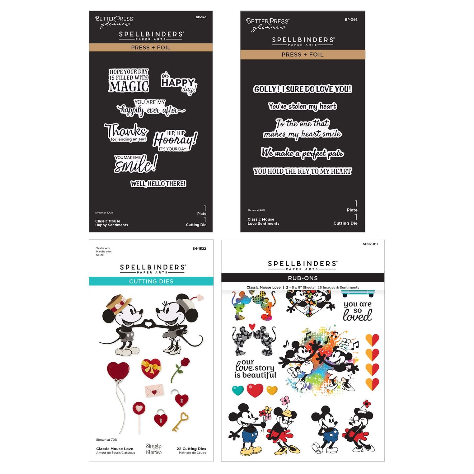 Spellbinders Classic Mouse Love Press and Foil Plate, Die and Rub On Bundle
