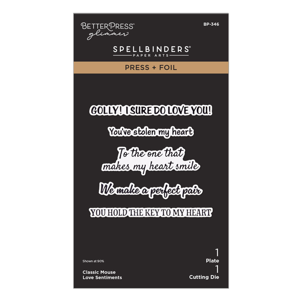 Spellbinders Classic Mouse Love Sentiments Press and Foil Plate and Die Set bp-346
