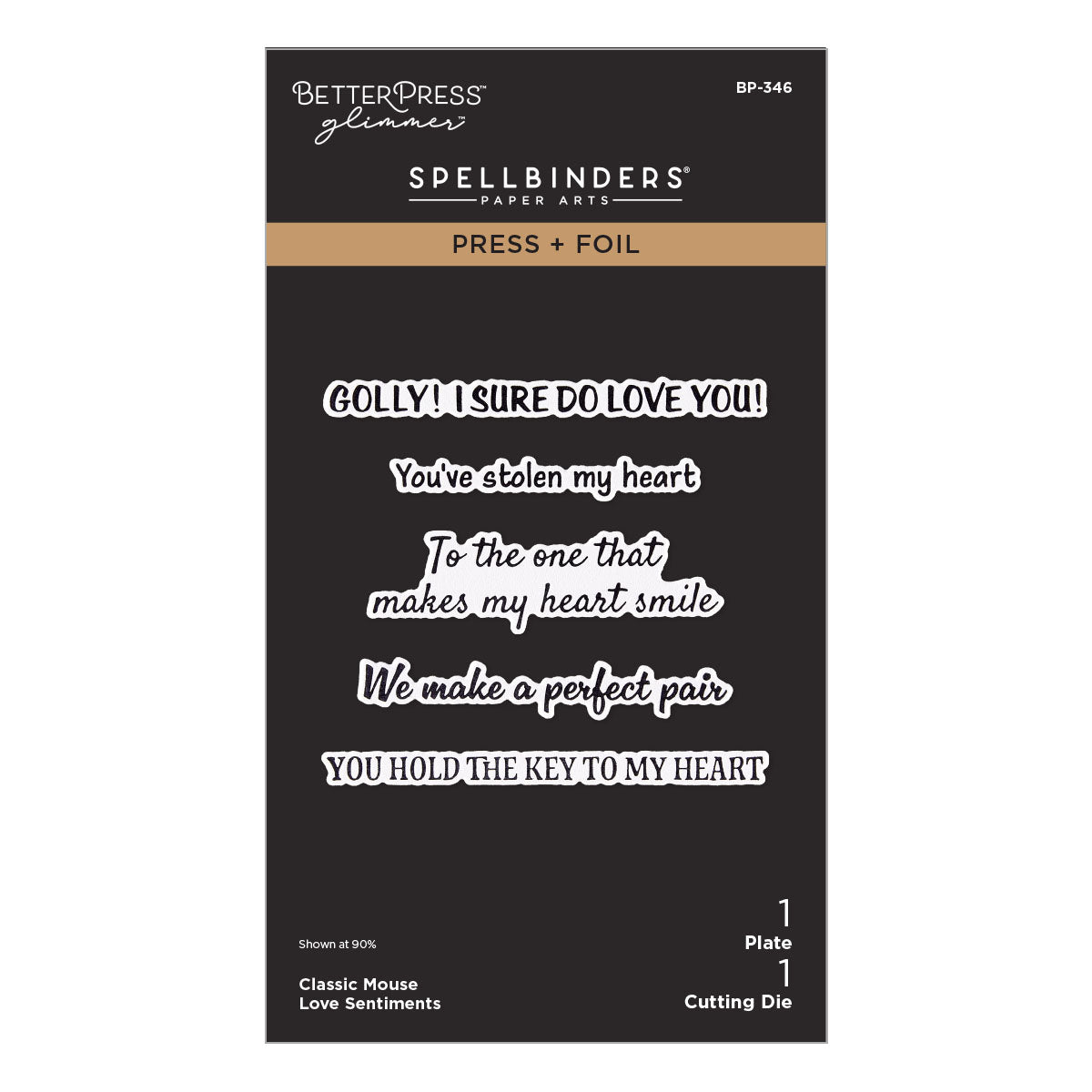 Spellbinders Classic Mouse Love Sentiments Press and Foil Plate and Die Set bp-346
