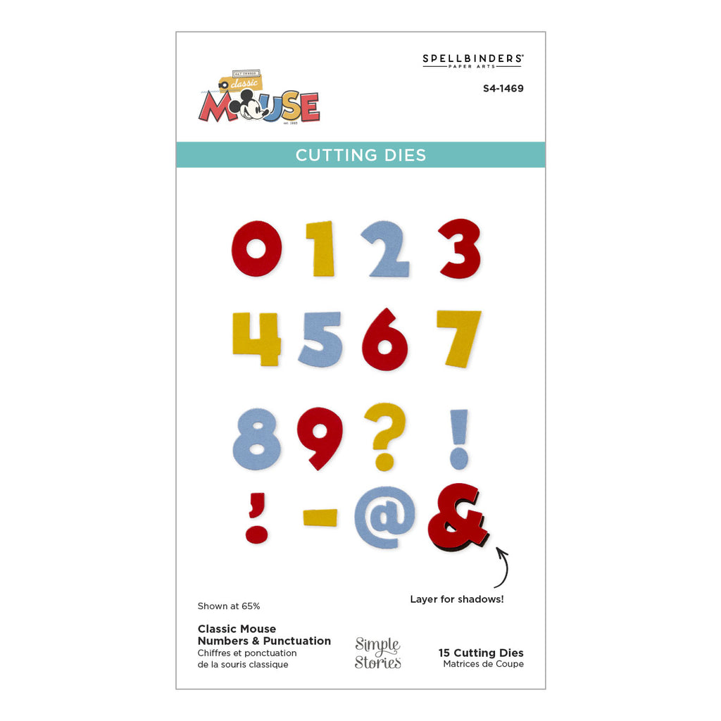 Spellbinders Classic Mouse Numbers and Punctuation Etched Dies s4-1469