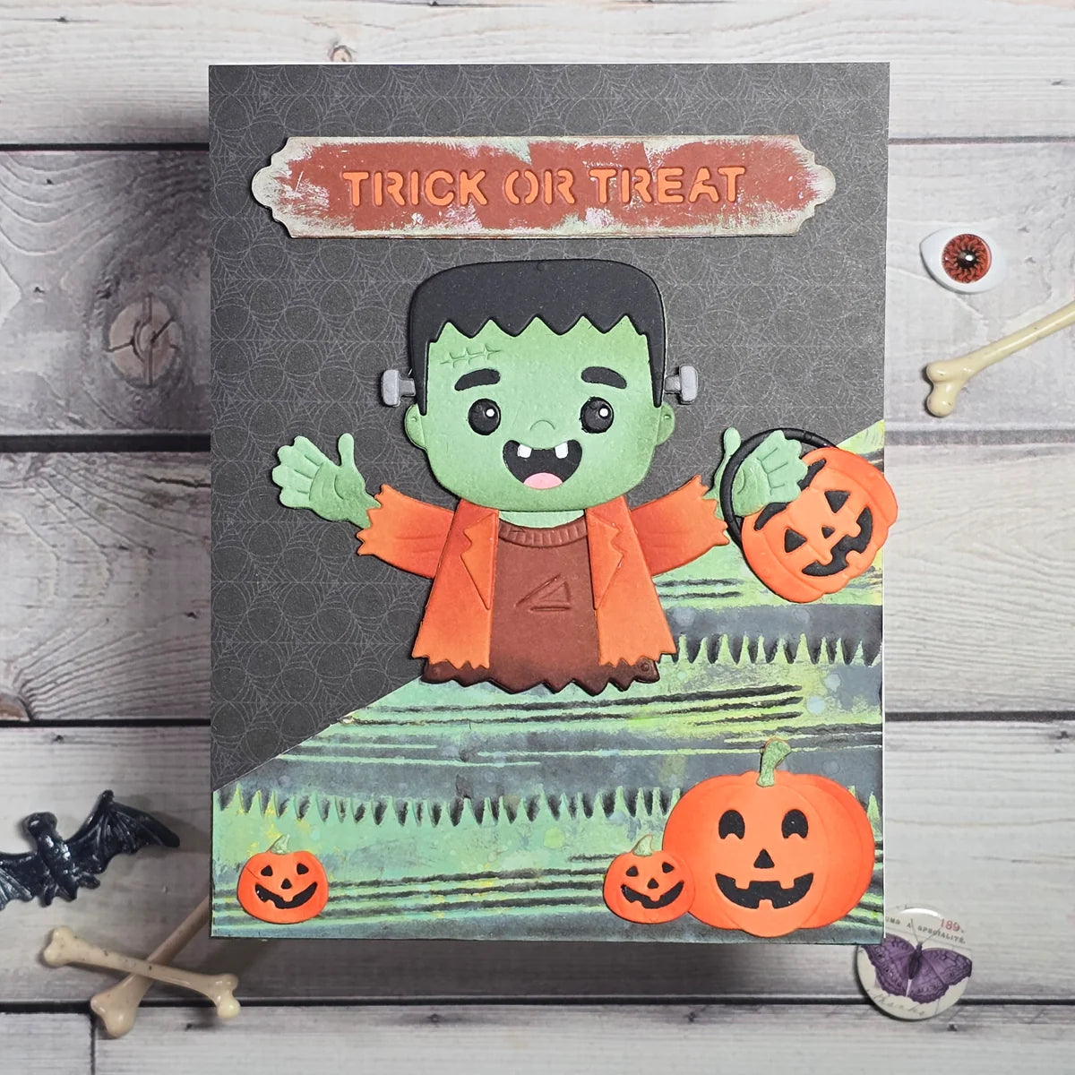 Spellbinders Classic Mouse Trick-or-Treat Accessories Etched Dies s4-1567 frankenstein holding pumpkin trick or treat card