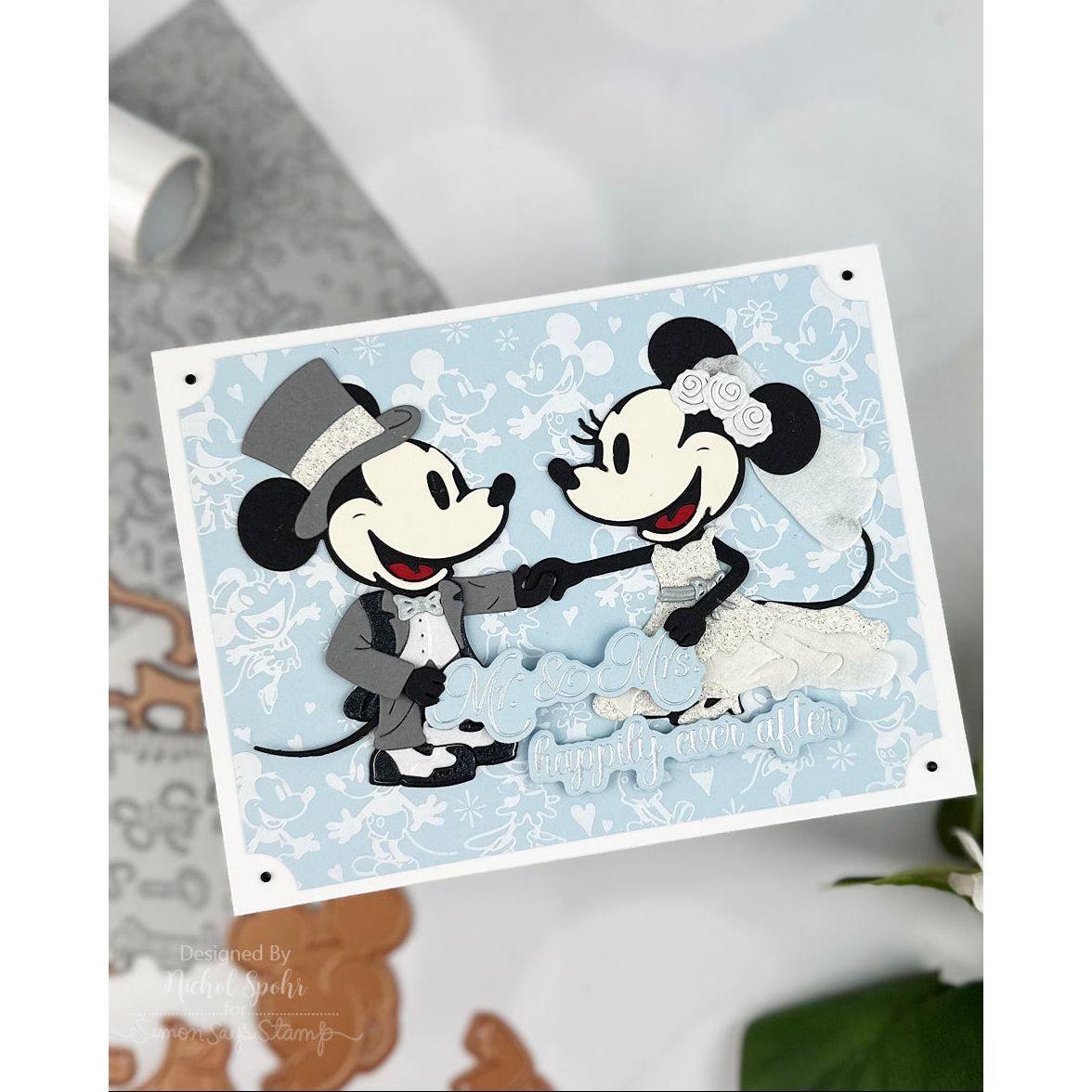 Spellbinders Classic Mouse Wedding Die, Press and Foil Plate Bundle mouse wedding happily ever after card | color-code:ALT01