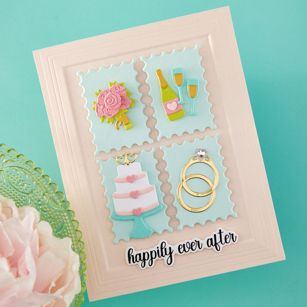 Spellbinders Classic Mouse Wedding Sentiments Press and Foil Plate and Die Set bp-367 happily ever after
