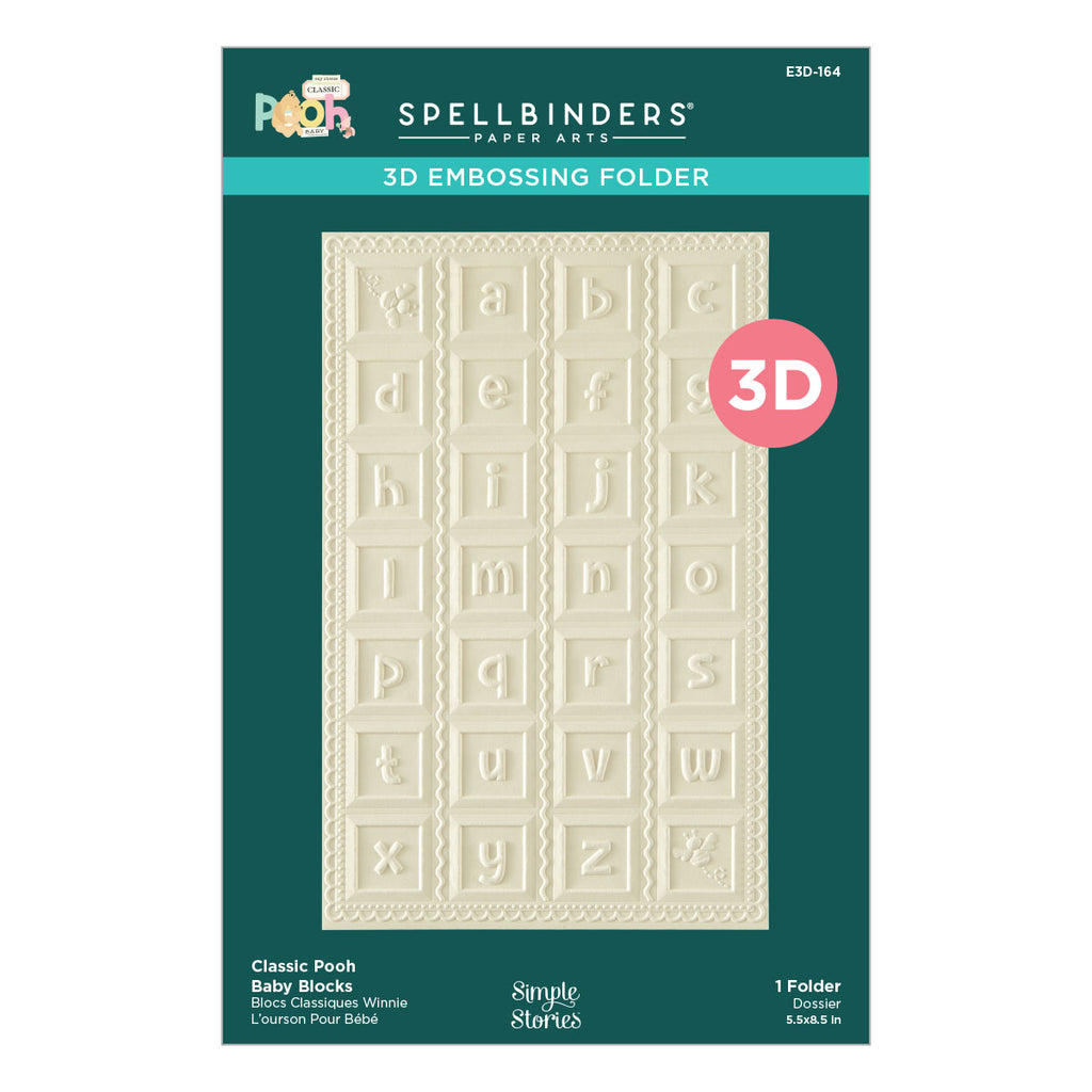 Spellbinders Classic Pooh Baby Blocks 3D Embossing Folder e3d-164
