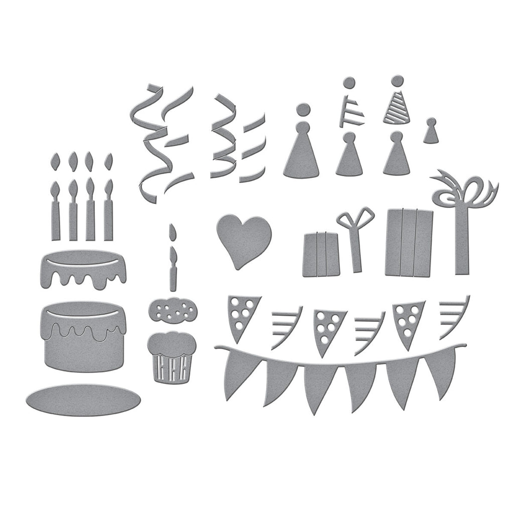 Spellbinders Classic Pooh Birthday Accessories Etched Dies s4-1476 pieces