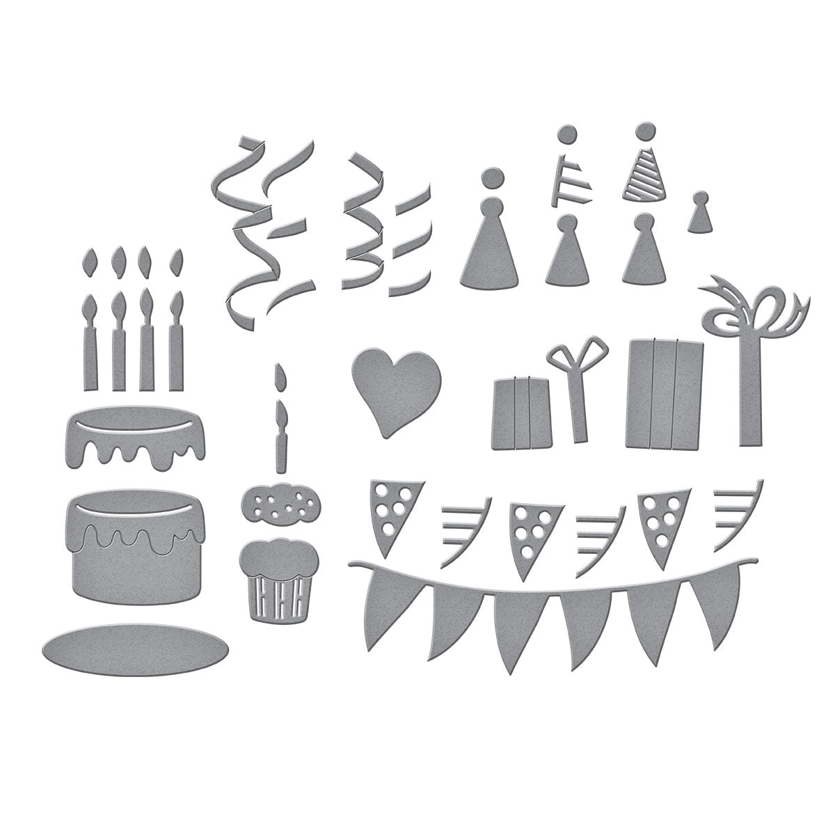 Spellbinders Classic Pooh Birthday Accessories Etched Dies s4-1476 pieces