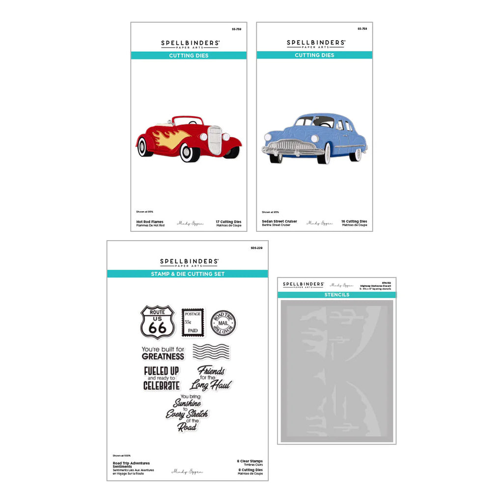 Spellbinders Classic Road Legends 2.0 Die, Stamp and Stencil Bundle