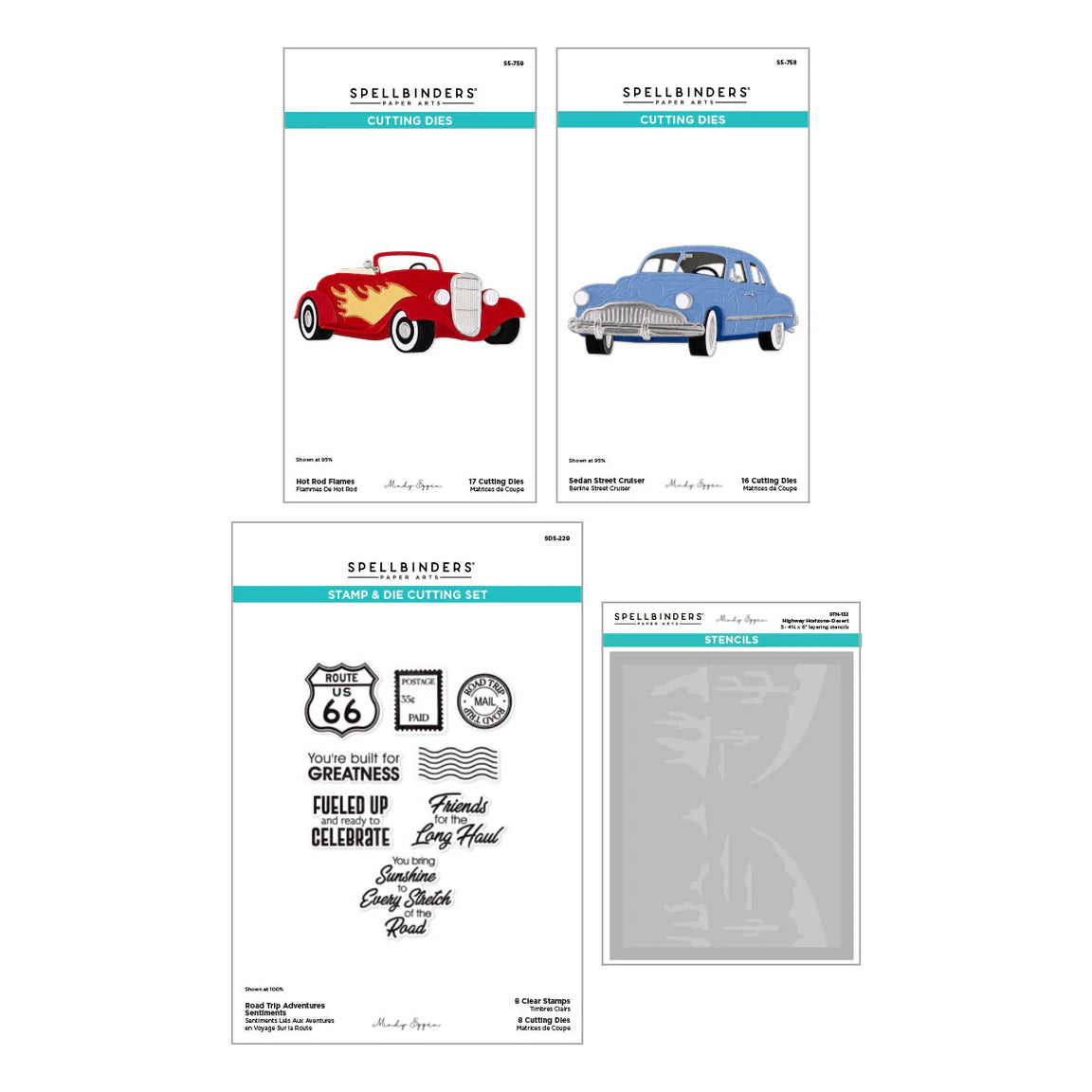 Spellbinders Classic Road Legends 2.0 Die, Stamp and Stencil Bundle