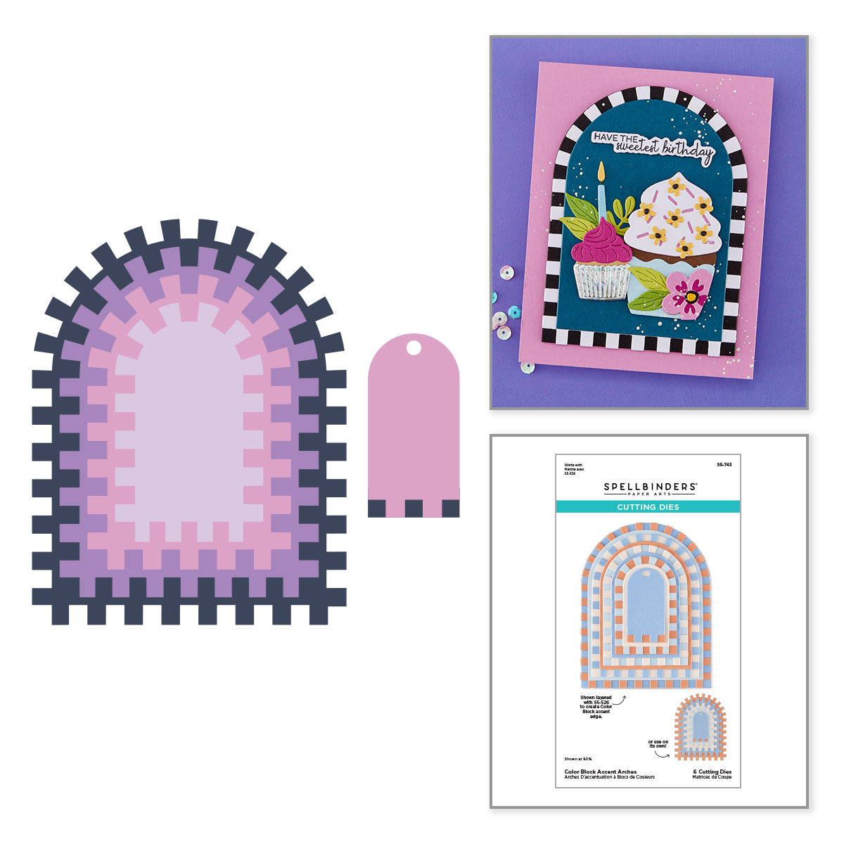Spellbinders Color Block Accent Arches Etched Dies s5-743