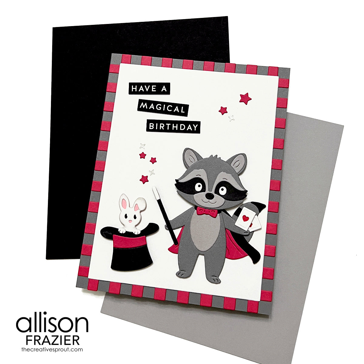 Spellbinders Color Block Accent Rectangles Die Bundle bunny in hat racoon wearing cape cards birthday card allison frazier 