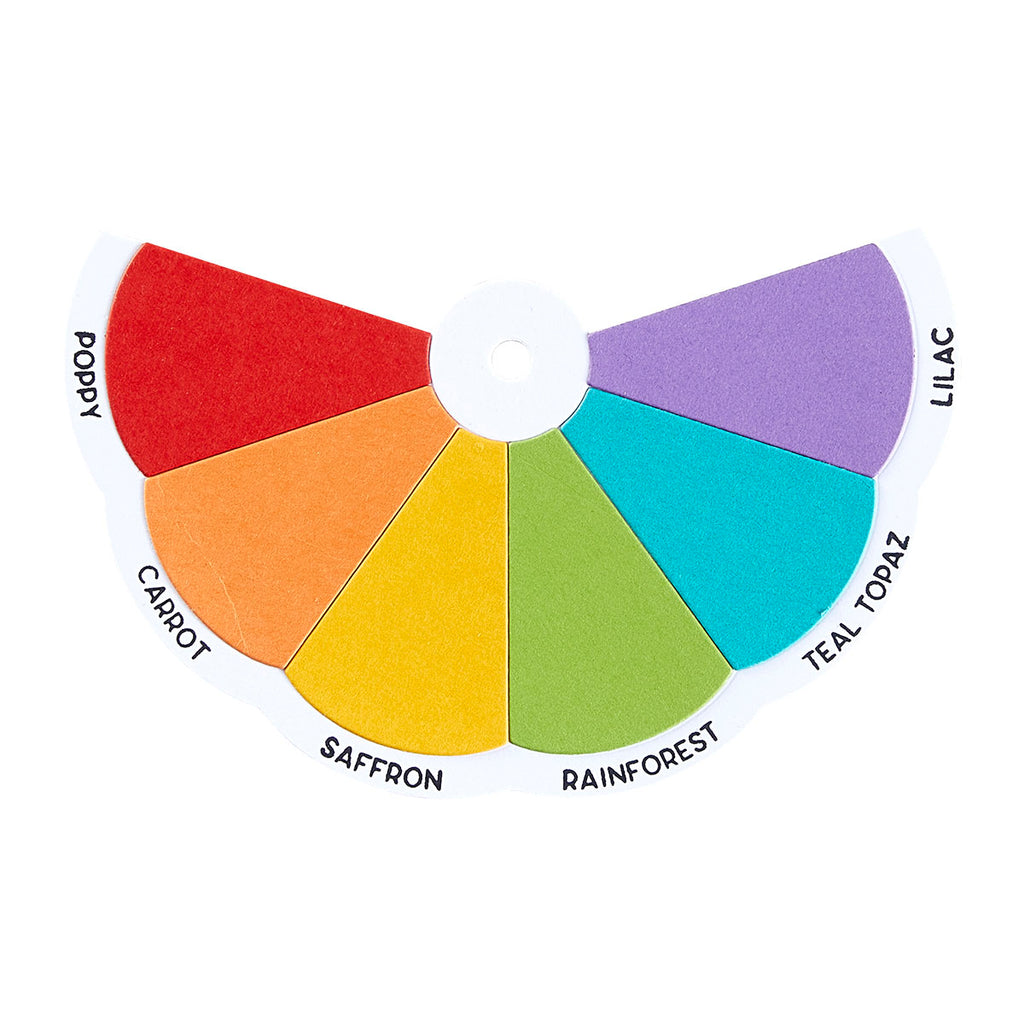 Spellbinders Color Swatch Petal, Wheel, Names, Stamp, Die and Ring Bundle color
