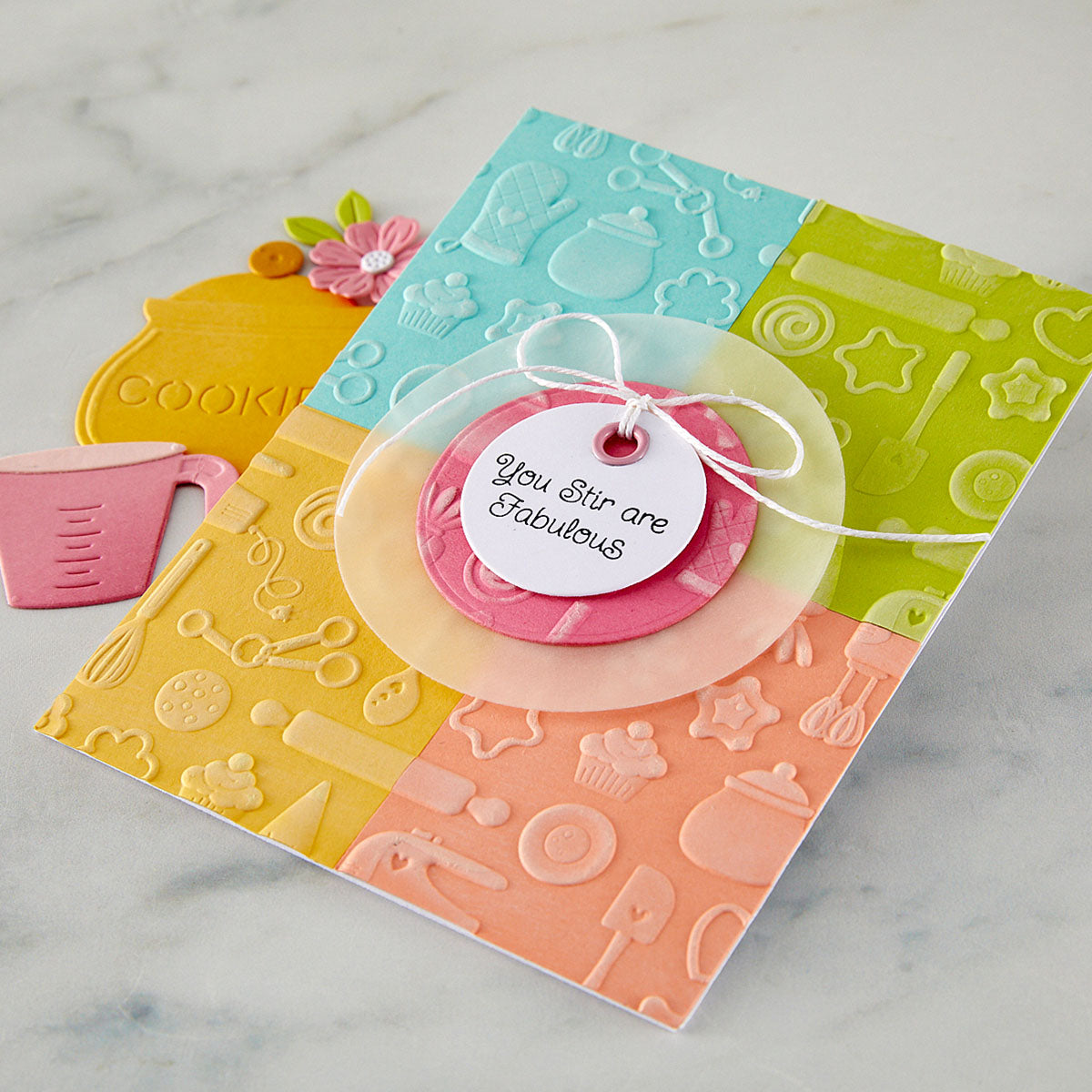 Spellbinders Confection Companions 3D Embossing Folder e3d-162 stir are fabulous
