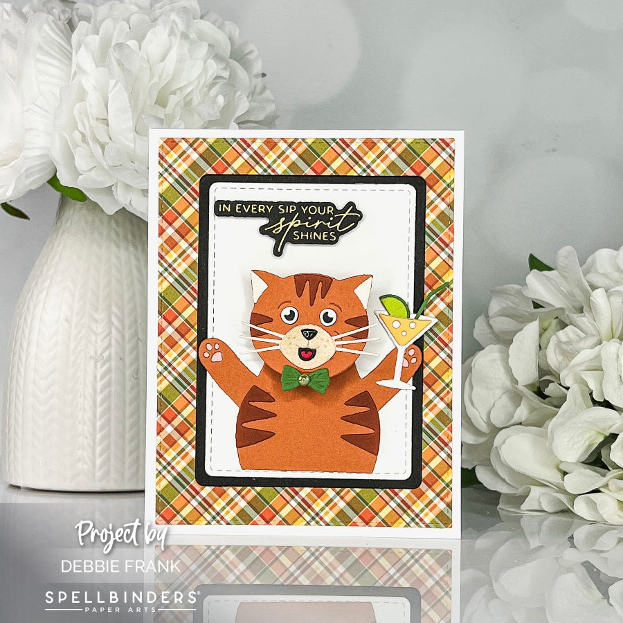 Spellbinders Congrats Cat Etched Dies s5-733 cat with bow tie | color-code:ALT02
