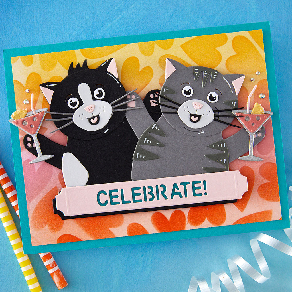 Spellbinders Congrats Cat Etched Dies s5-733 celebrate