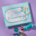 Spellbinders Copperplate Happy Anniversary BetterPress Plate bp-278 blue