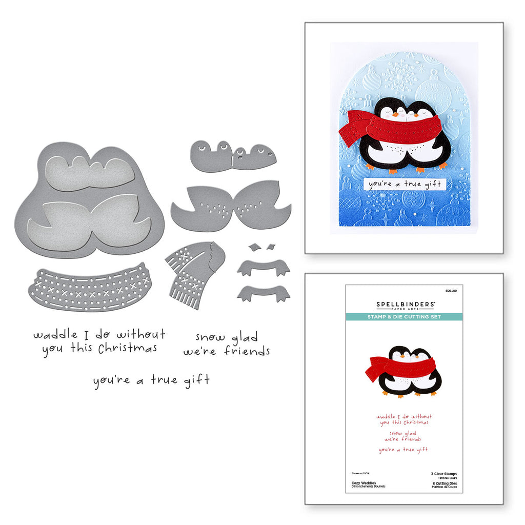 Spellbinders Cozy Waddles Clear Stamp and Die Set sds-210

