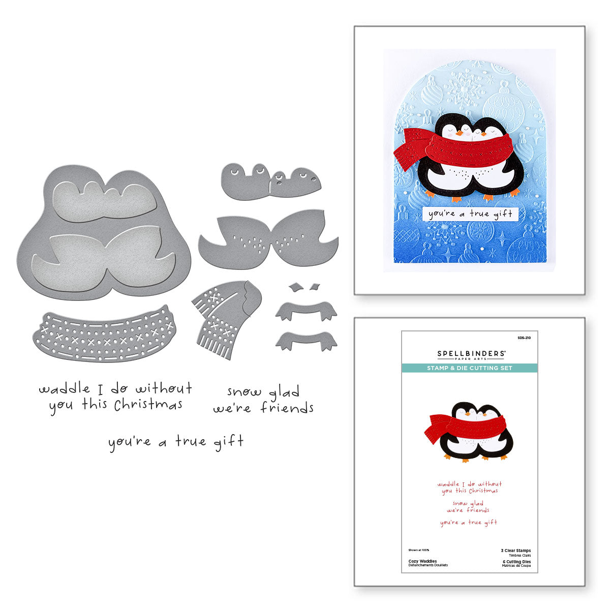 Spellbinders Cozy Waddles Clear Stamp and Die Set sds-210
