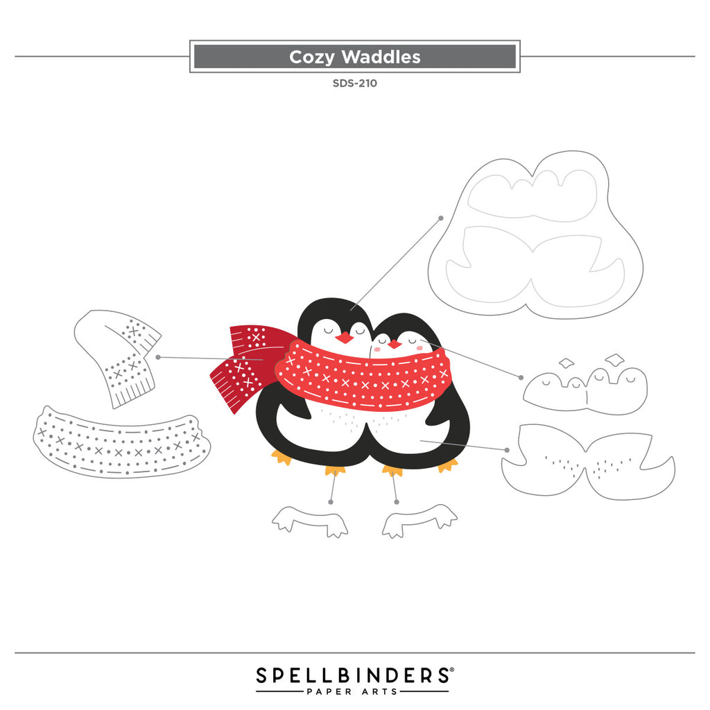 Spellbinders Cozy Waddles Clear Stamp and Die Set sds-210 guide