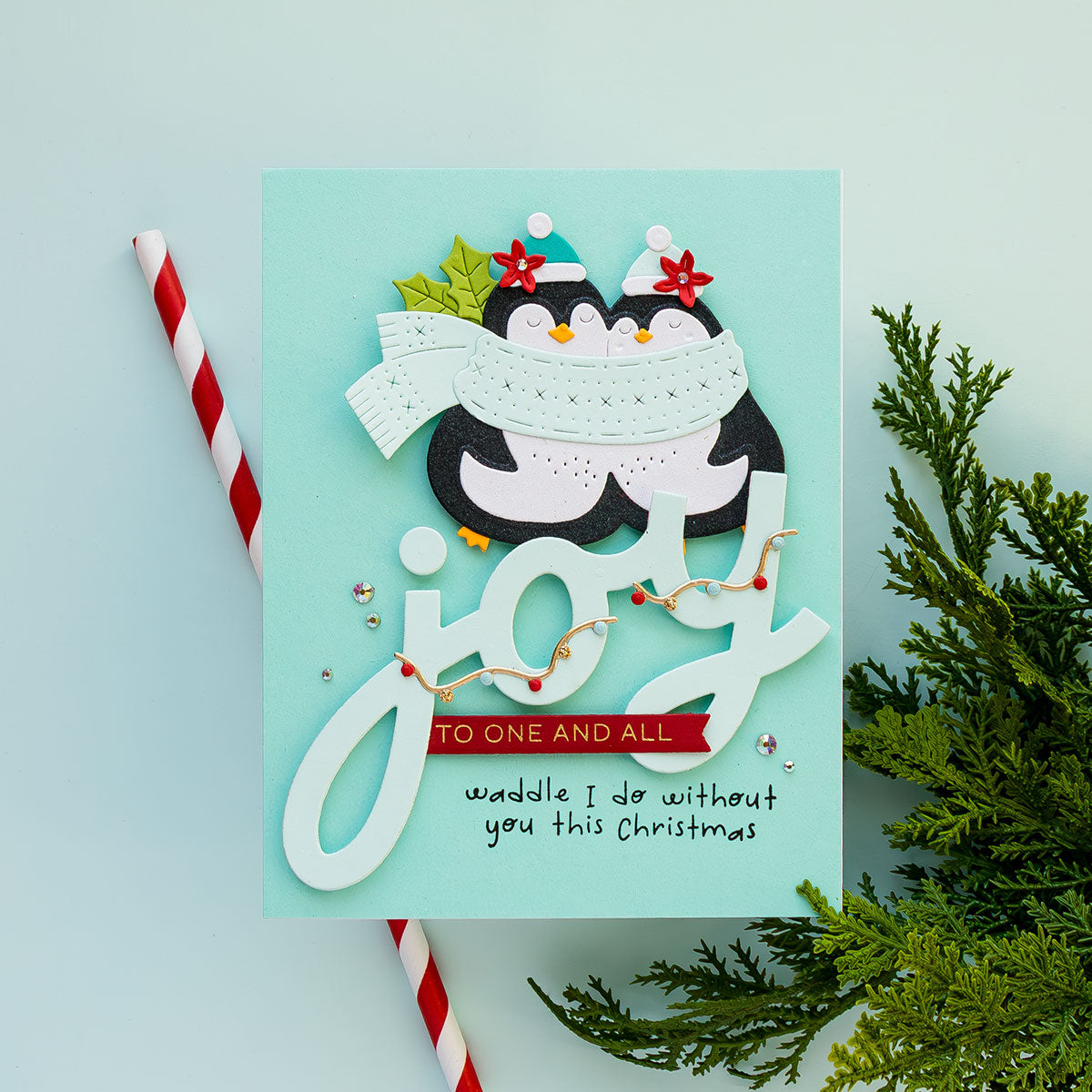 Spellbinders Cozy Waddles Clear Stamp and Die Set sds-210 joy