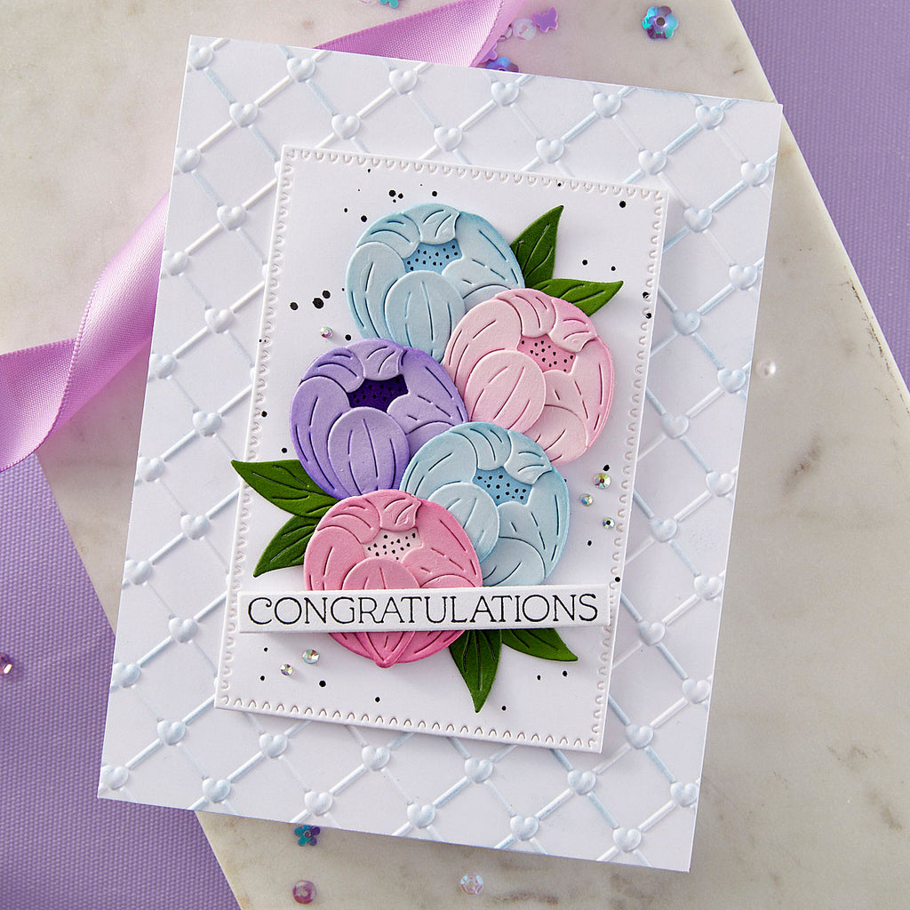 Spellbinders Cross My Heart 3D Embossing Folder e3d-102 congratulations