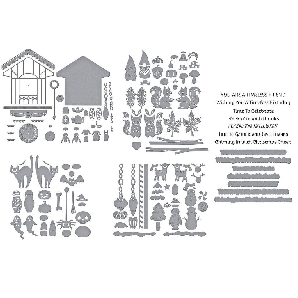 Spellbinders Cuckoo Cottage Die and BetterPress Plate Bundle pieces