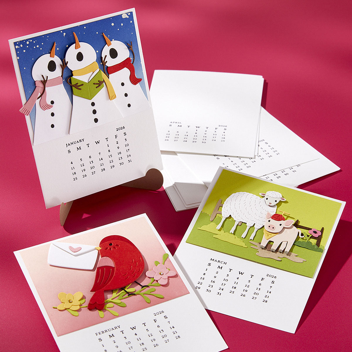 Spellbinders DIY 2026 Calendar BetterPress Plate bp-316 snowmen