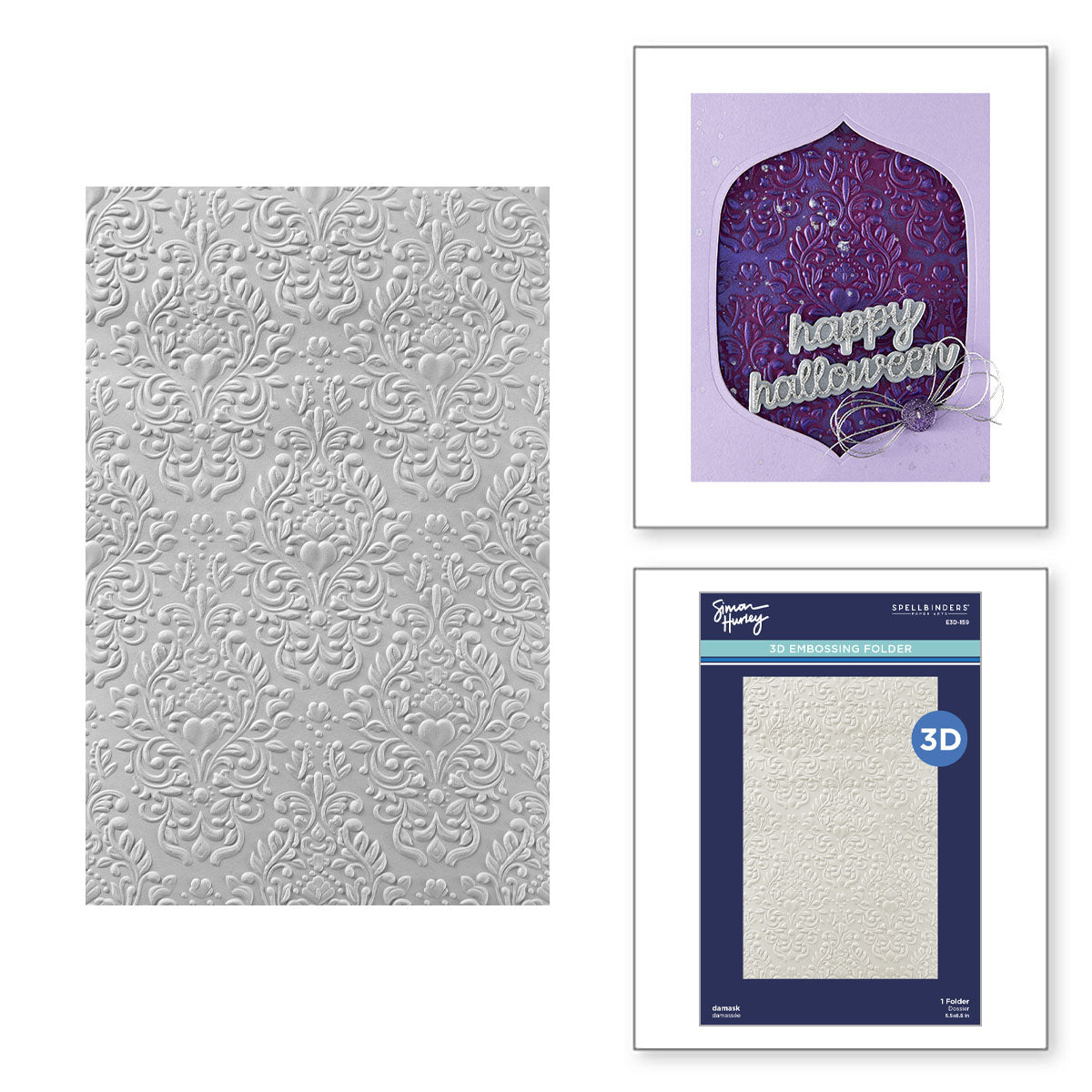 Spellbinders Damask 3D Embossing Folder e3d-159