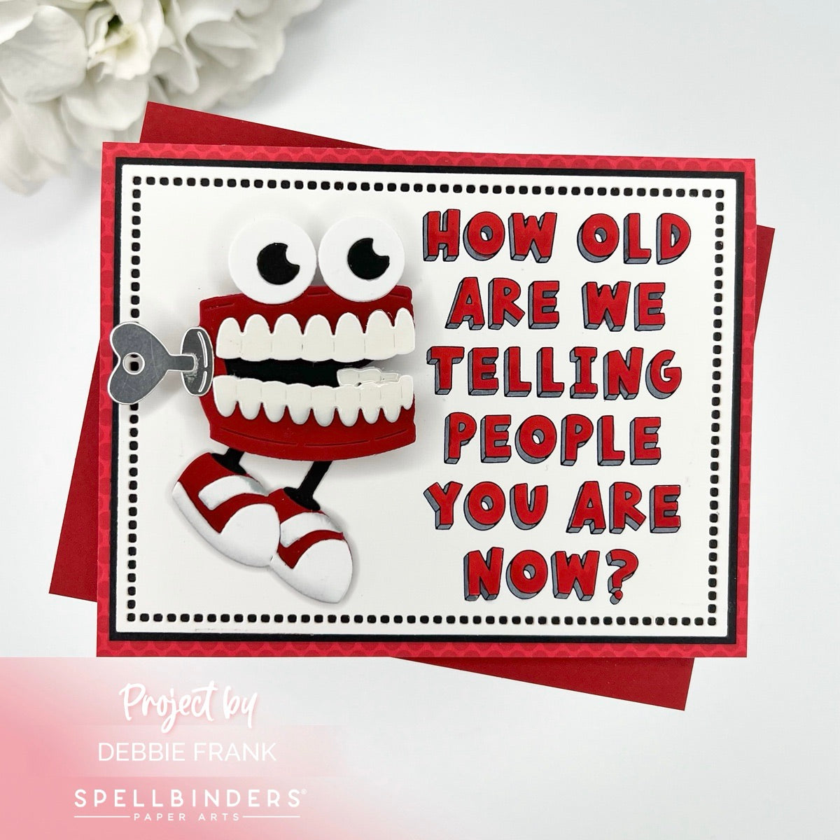 Spellbinders Dancin Chatterbox Etched Dies s4-1518 red and white background