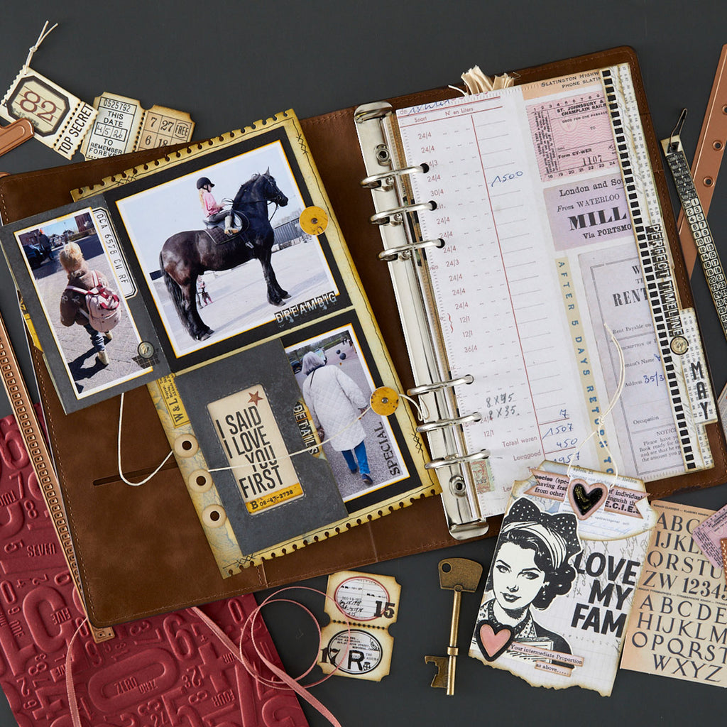 Spellbinders Dark Roast Binder t-111 little girl riding horse tags 