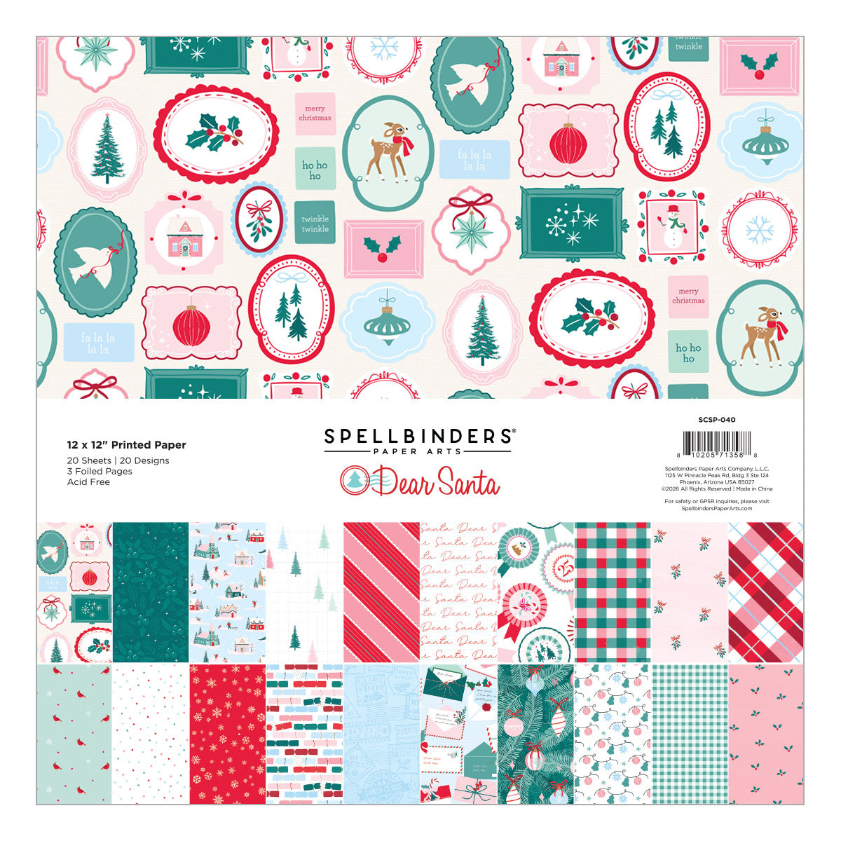 Spellbinders Dear Santa 12 x 12 Paper Pack scsp-040