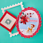 Spellbinders Dear Santa Chipboard Frames and Corners scse-045 blue dot envelope deer with hat dear santa card