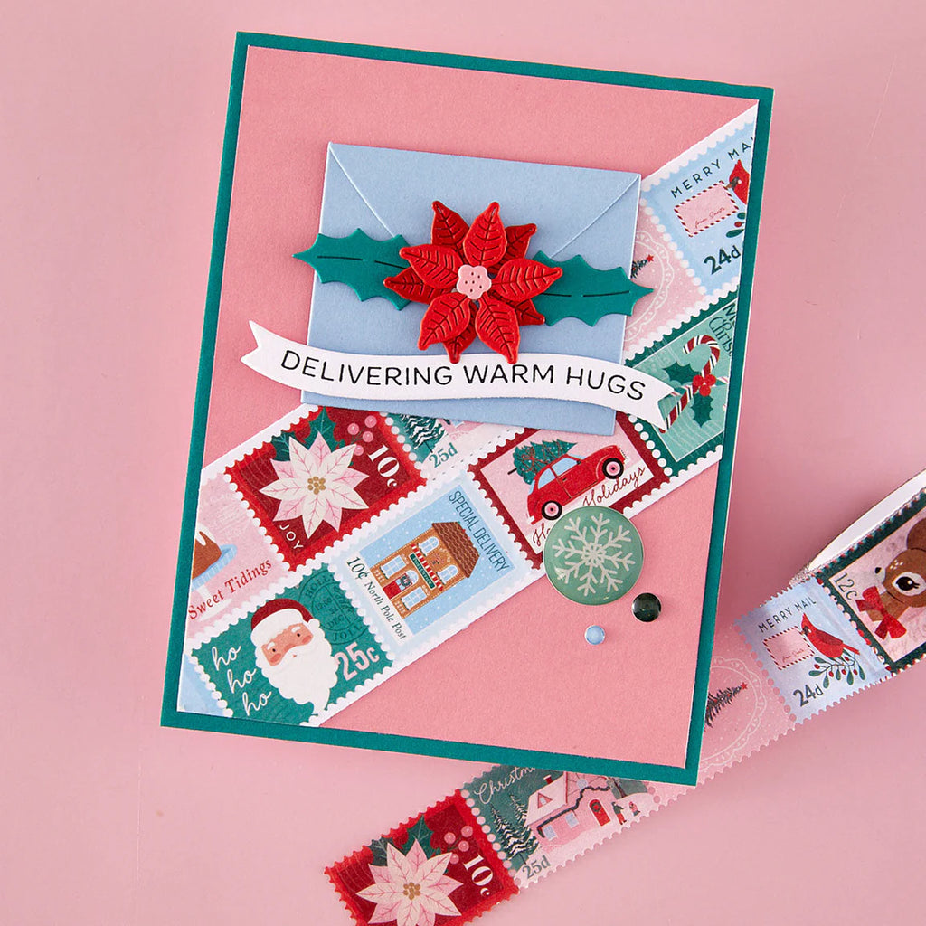 Spellbinders Dear Santa Epoxy Embellishments scse-043 christmas stamps delivering warm hugs card