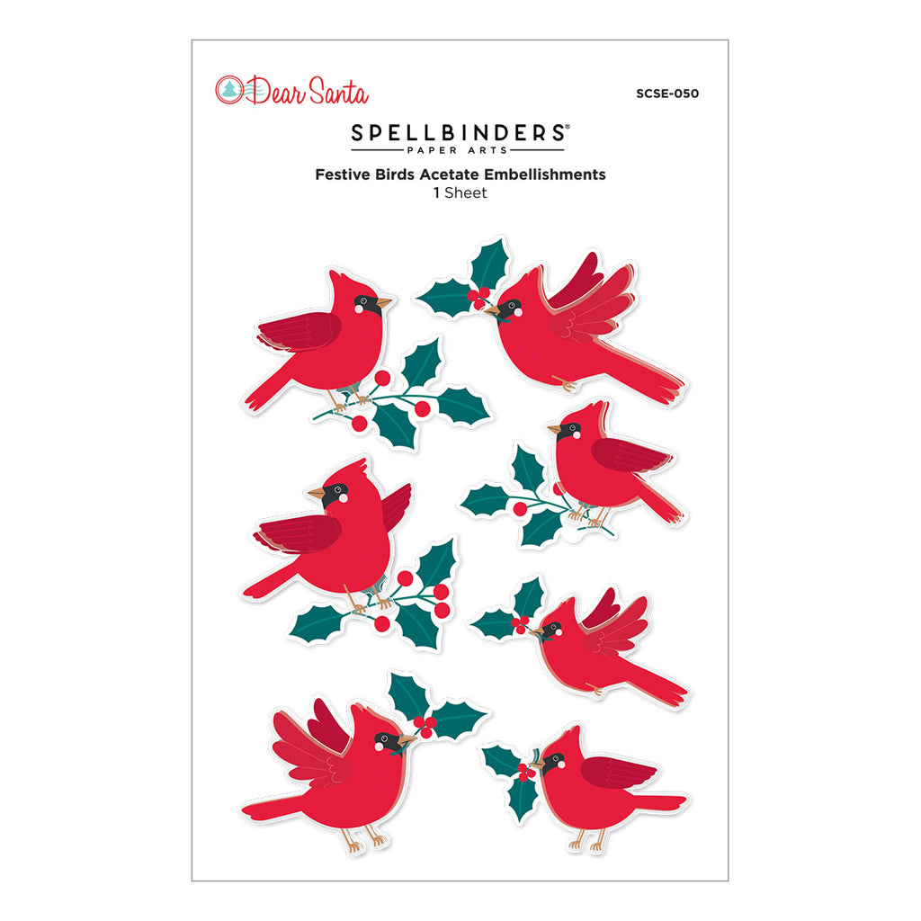 Spellbinders Dear Santa Festive Birds Dimensional Stickers scse-050