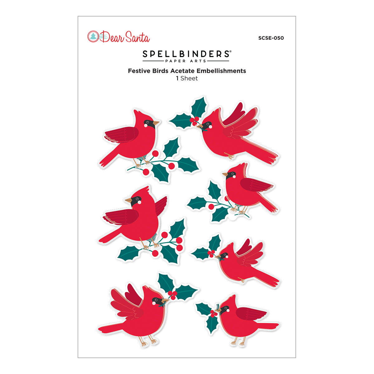 Spellbinders Dear Santa Festive Birds Dimensional Stickers scse-050