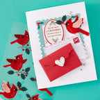 Spellbinders Dear Santa Festive Birds Dimensional Stickers scse-050 red envelope special delivery christmas card