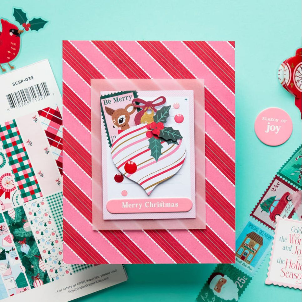 Spellbinders Dear Santa Gemstones scsg-012 lined ornament be merry christmas card yana smakula