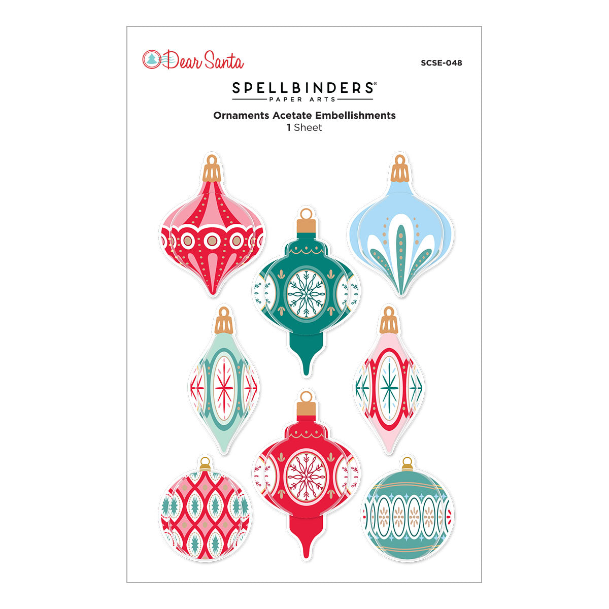 Spellbinders Dear Santa Ornaments Dimensional Stickers scse-048