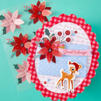Spellbinders Dear Santa Poinsettias Dimensional Stickers scse-049 deer with santa hat good tidings card