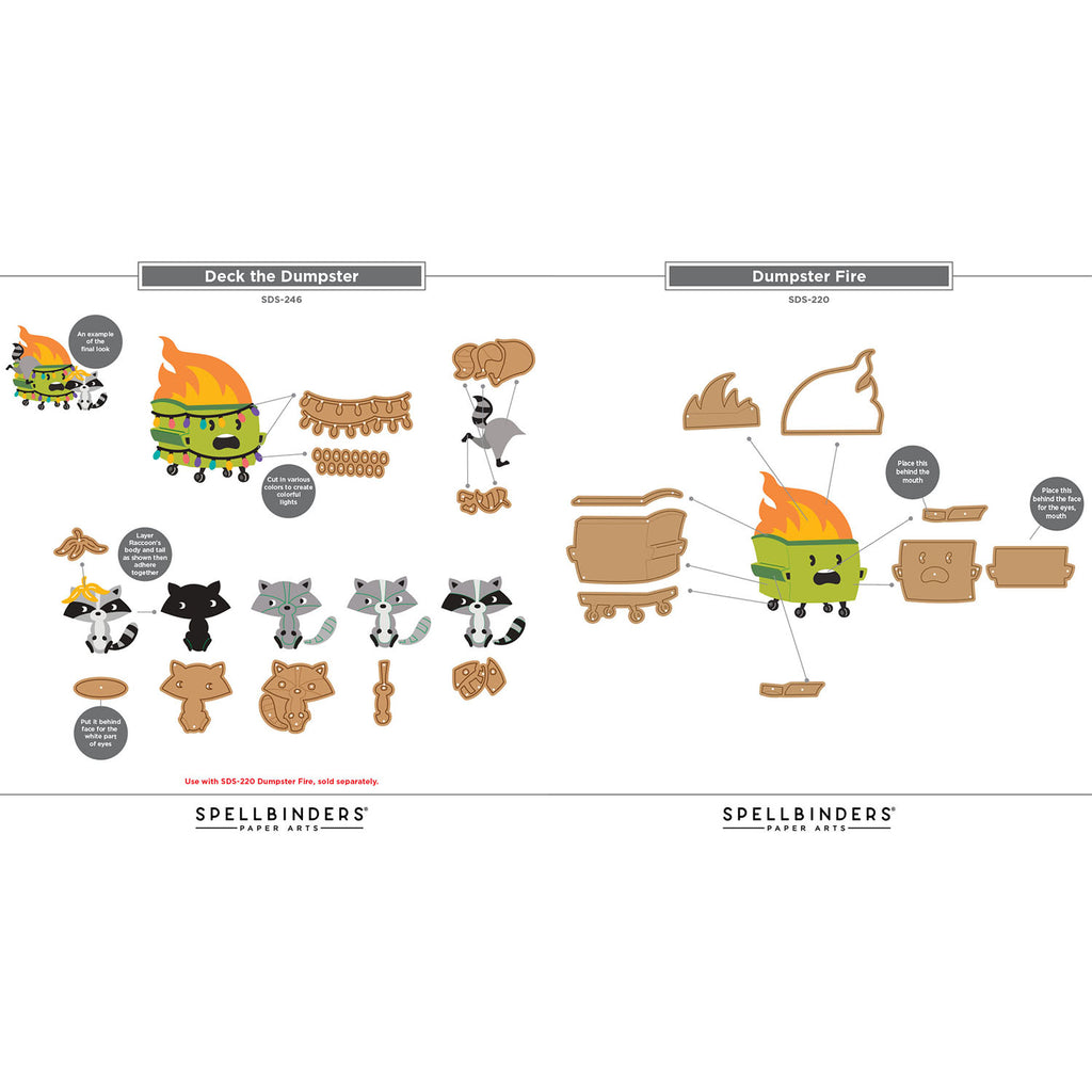 Spellbinders Deck the Dumpster Stamp and Die Bundle assembly guide