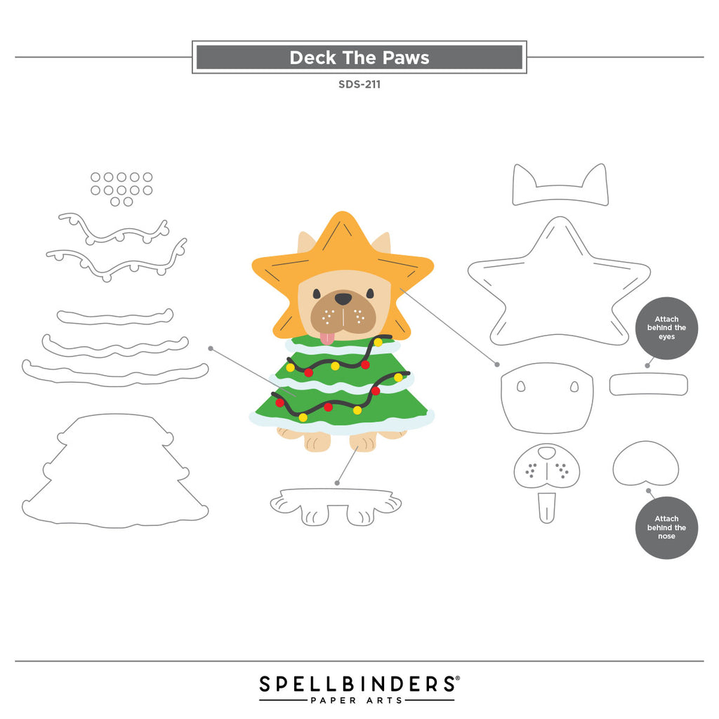 Spellbinders Deck the Paws Clear Stamp and Die Set sds-211 deck