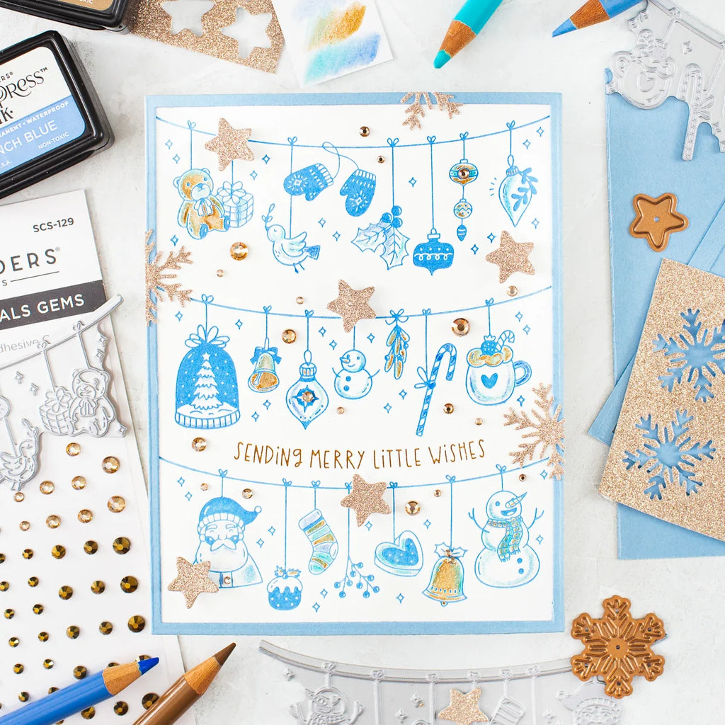 Spellbinders Decorate the Season Registration Press and Foil Plate bpr-037 teddy bear snowman stockings ornaments merry little wishes card