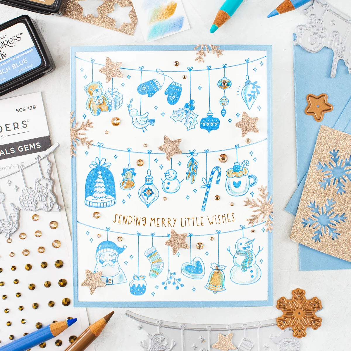 Spellbinders Decorate the Season Registration Press and Foil Plate bpr-037 teddy bear snowman stockings ornaments merry little wishes card