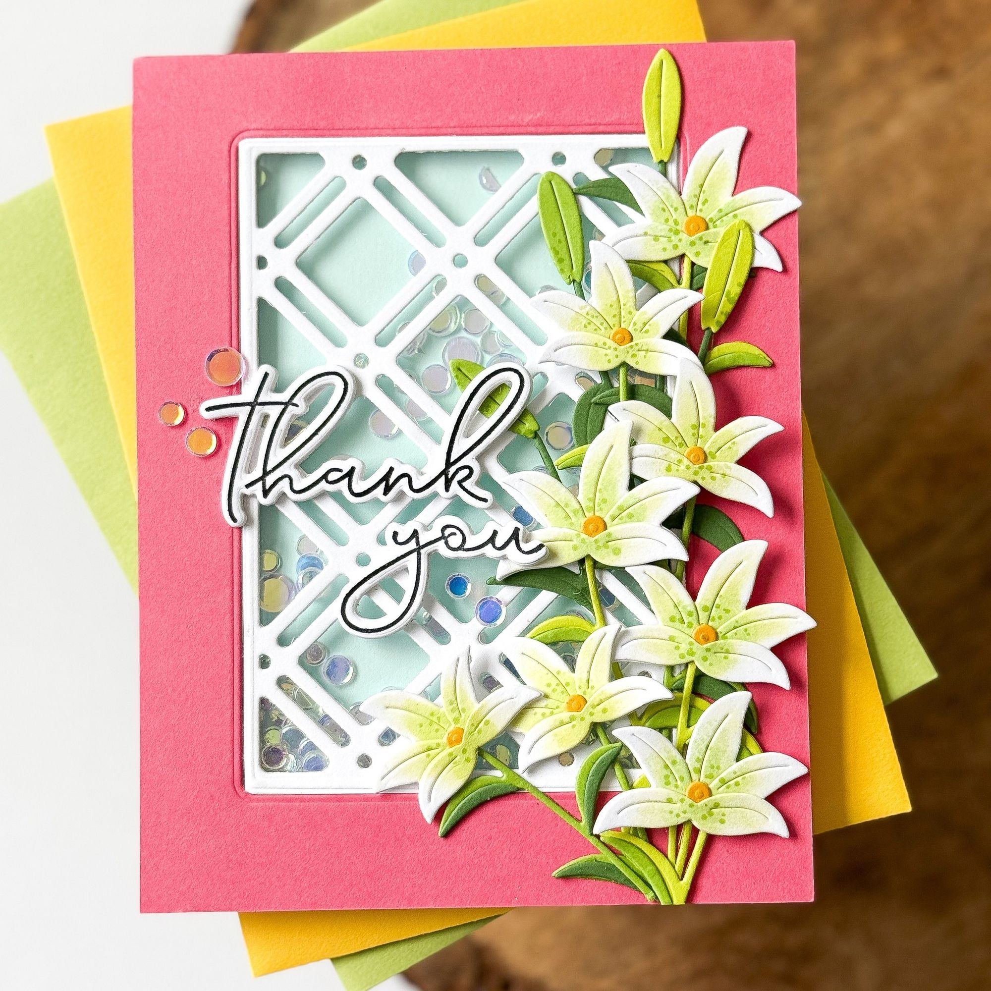 Spellbinders Decorative Lattice Etched Dies s4-1510 thank you