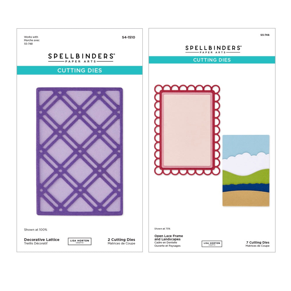 Spellbinders Decorative Lattice and Open Lace Frame and Landscapes Etched Die Bundle