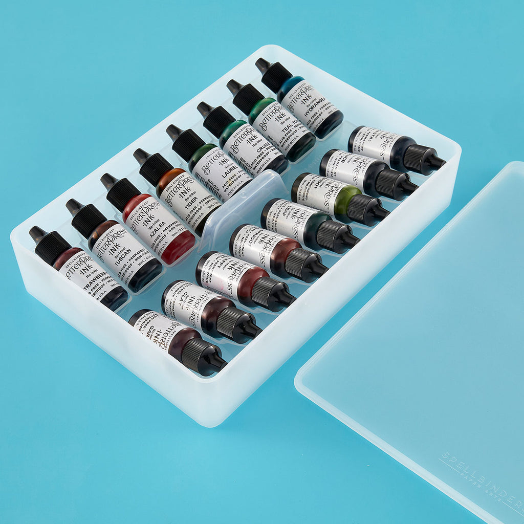 Spellbinders Deep Stax Reinker Bottle Tray t-107 filled with refills