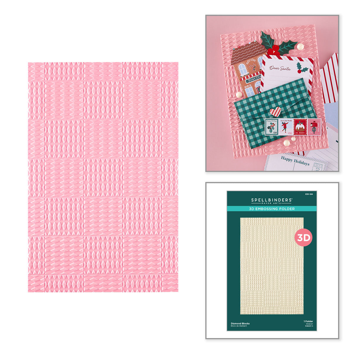 Spellbinders Diamond Blocks 3D Embossing Folder e3d-184