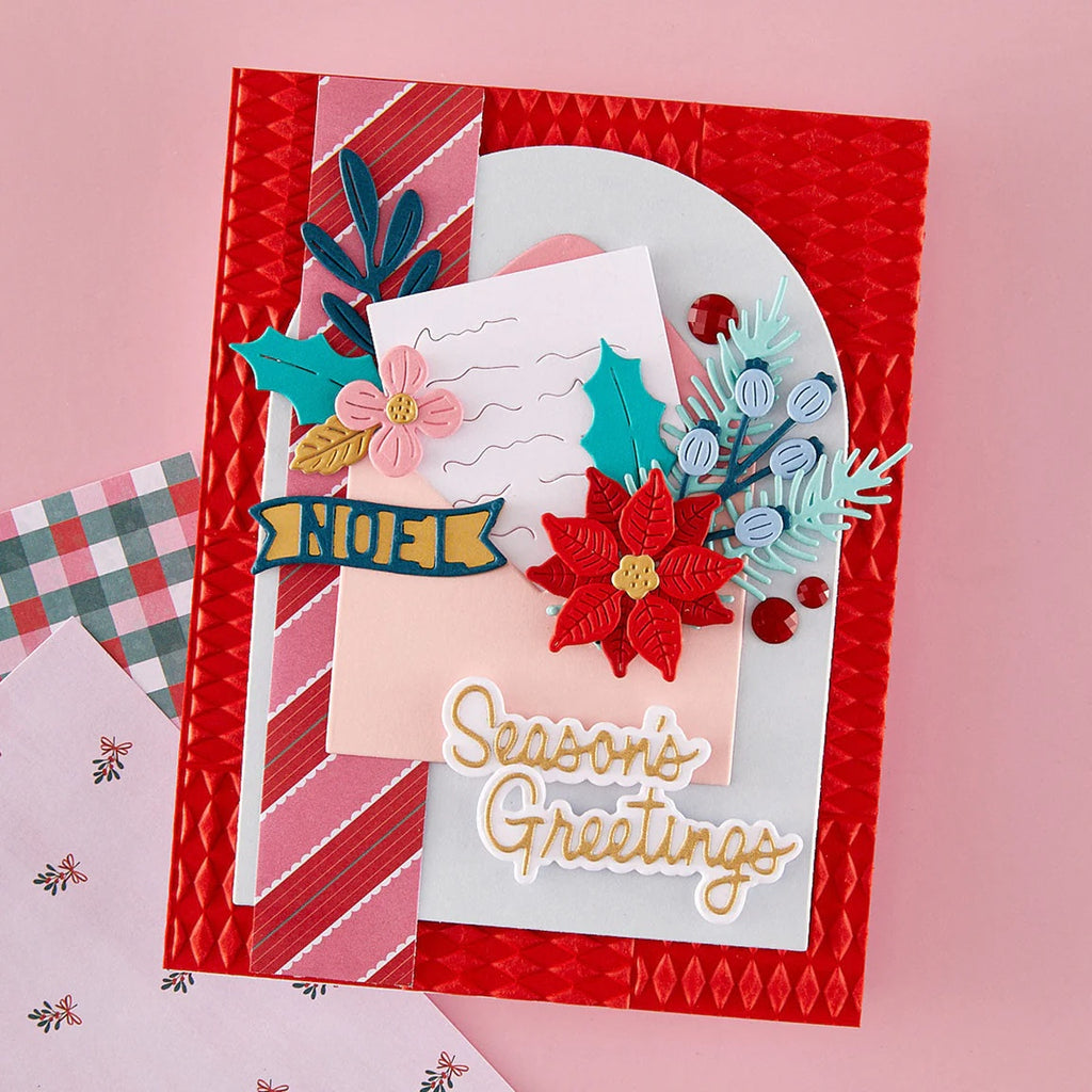 Spellbinders Diamond Blocks 3D Embossing Folder e3d-184 letter and envelope seasons greetings card